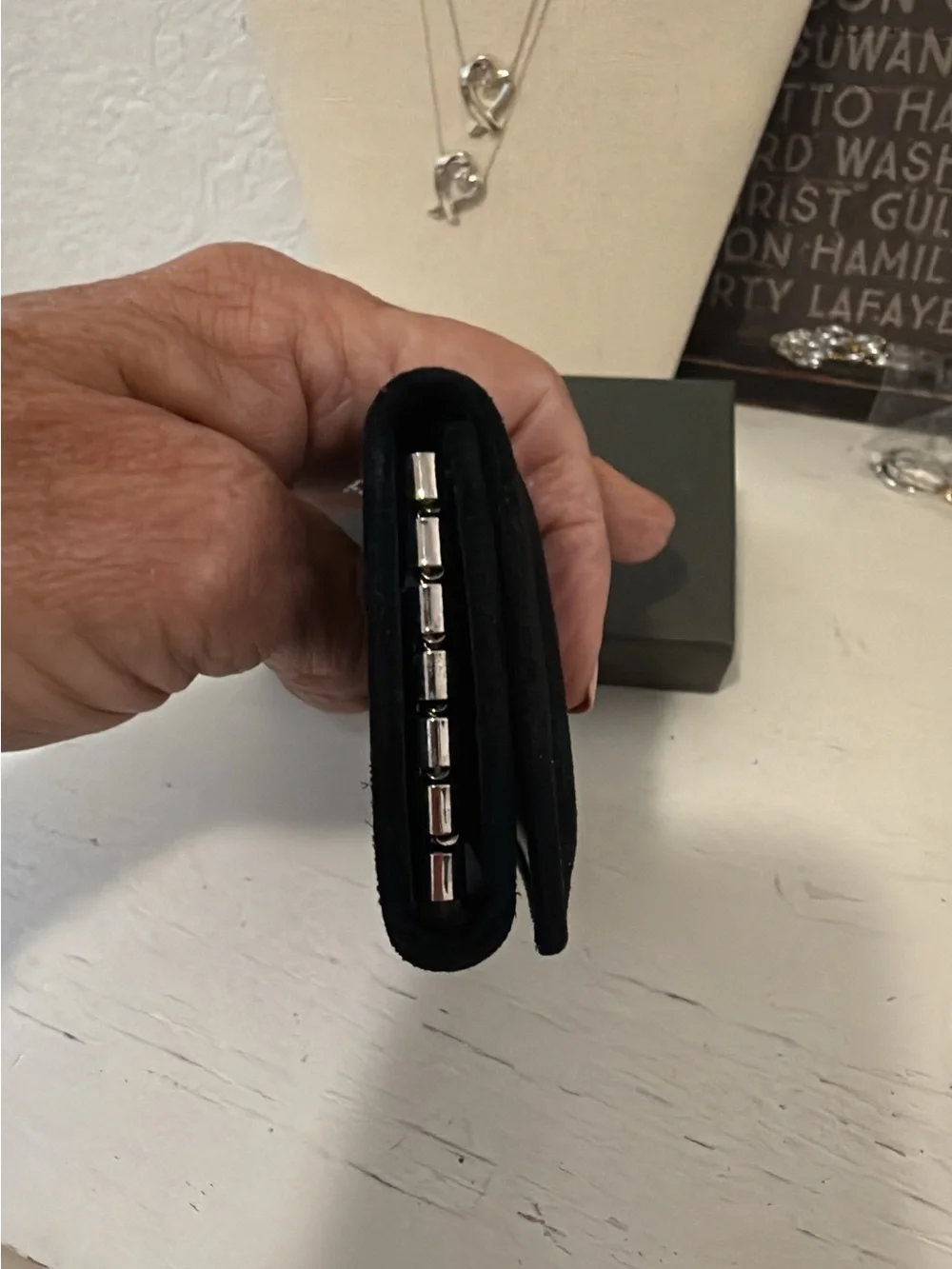Vintage GUCCI black suede Key holder in box authenticity certification